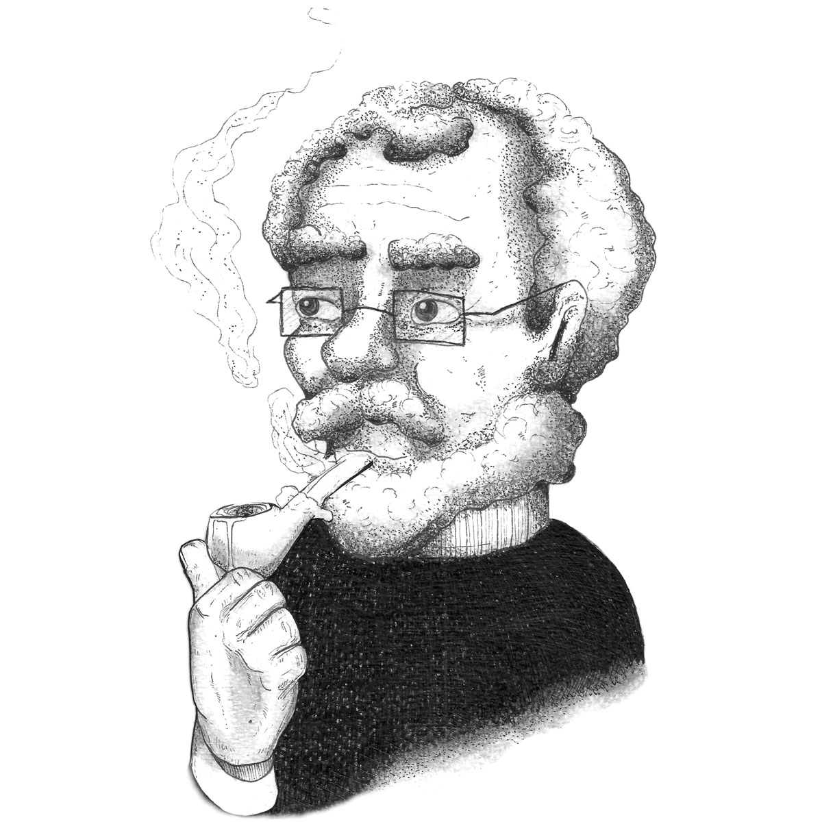 Franz und die Riesen Illustration von Mann mit Bart und Rauchpfeife